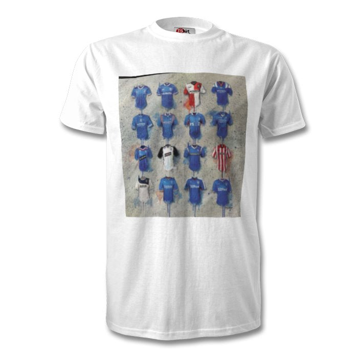 Men's Rangers Football Strip through history T-Shirt