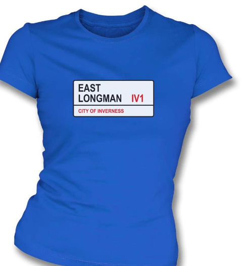 Women's Inverness Caledonian Thistle  "East Longman " road sign  T-Shirt